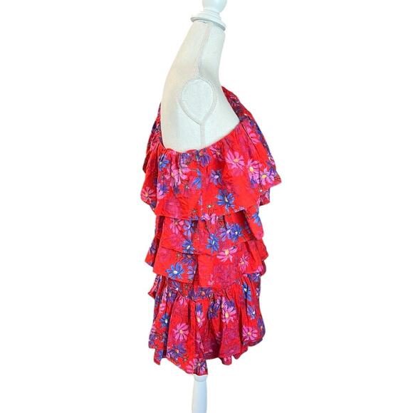 Endless Rose red floral One Shoulder Mini Dress Tiered Ruffle NEW summer - Picture 4 of 11